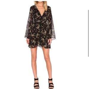Free People Lilou Floral Boho Bell Sleeve Flowy Mini Dress XS